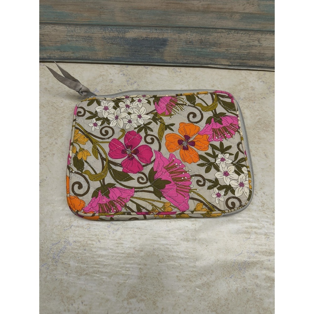 VERA BRADLEY TEA GARDEN TABLET, E READER ZIPPERED CASE 9" X 7"